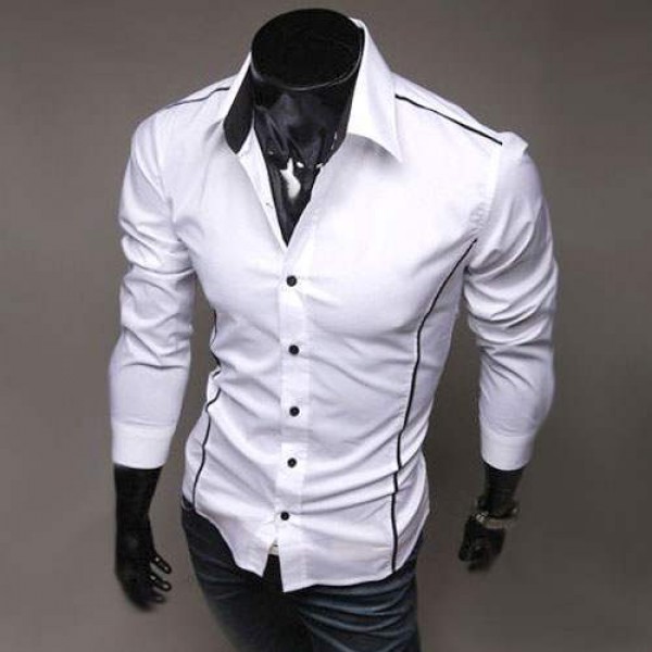 Chemise Homme Elegance Fashion classique Slim Fit Blanc